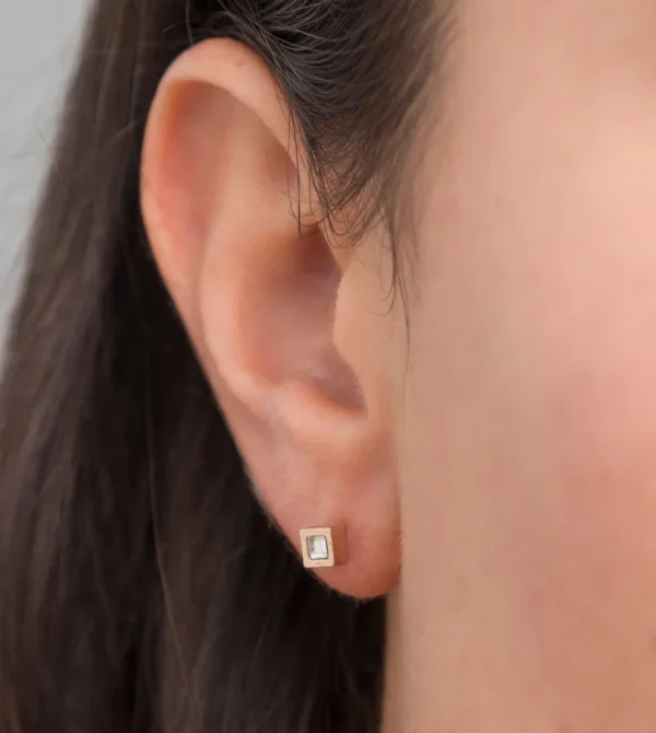 Pendientes de brillante cuadrado dorado - Anekke