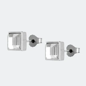 Pendientes de brillante cuadrado plateado - Anekke