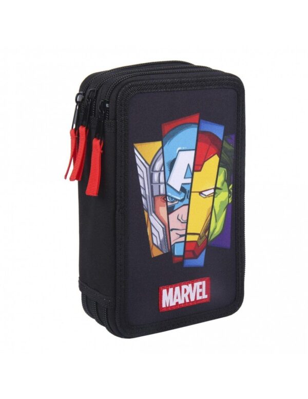 Plumier Triple Avengers Marvel – Estuche Escolar Completo con 43 Piezas