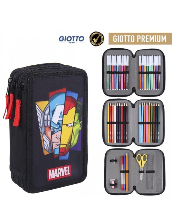 Plumier Triple Avengers Marvel – Estuche Escolar Completo con 43 Piezas