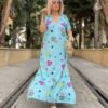 Vestido largo WINGS HEART verde agua - Noc The Brand