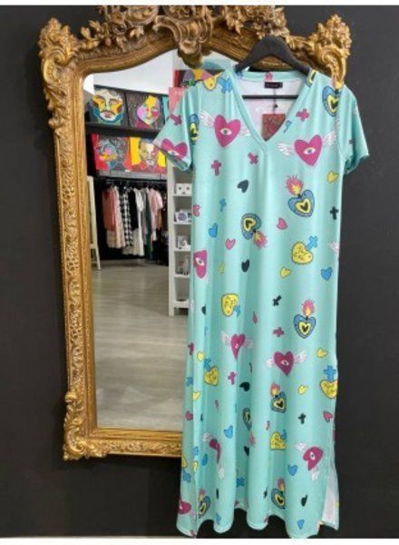 Vestido largo WINGS HEART verde agua - Noc The Brand