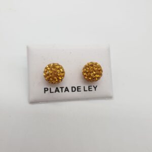 Pendientes Plata Bola con strass Ambar