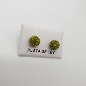 Pendientes Plata Bola con strass Verde