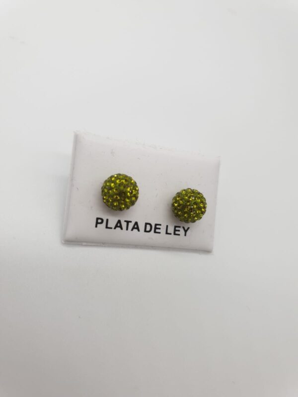 Pendientes Plata Bola con strass Verde