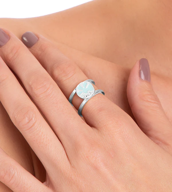 Anillo doble coral plateado Calm - Anekke