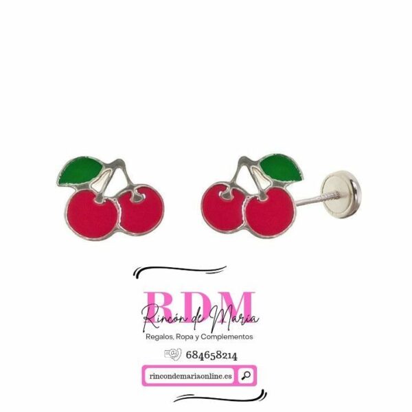 Pendientes rosca Plata Cerezas