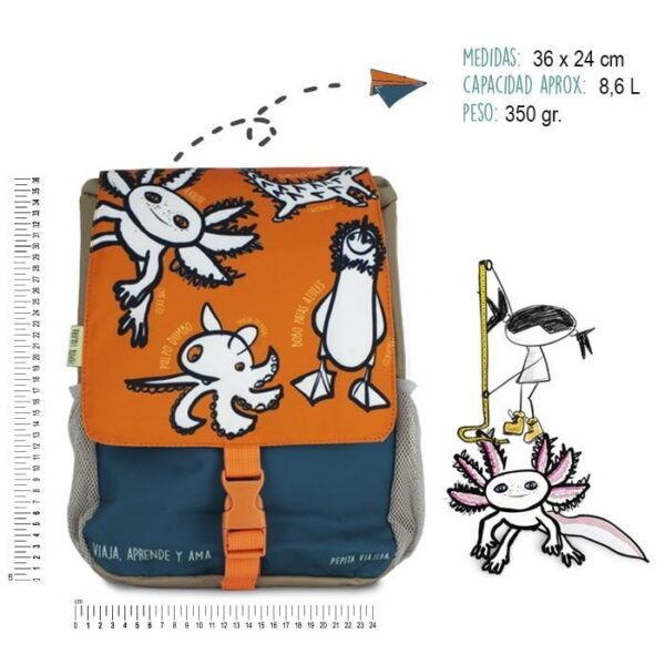 Mochila-Pizarra escolar Animales Raros - Pepita Viajera