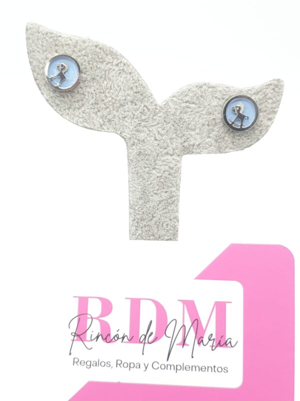 Pendientes en Acero Plateado y Esmalte Azul, perrito