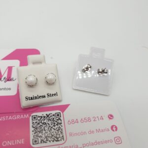 Pendientes Acero Media Perla