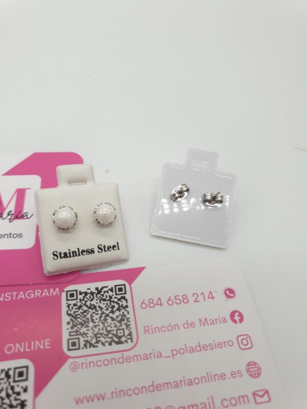 Pendientes Acero Media Perla