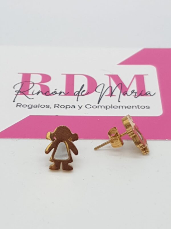 Pendiente Acero Niña y Strass Dorado