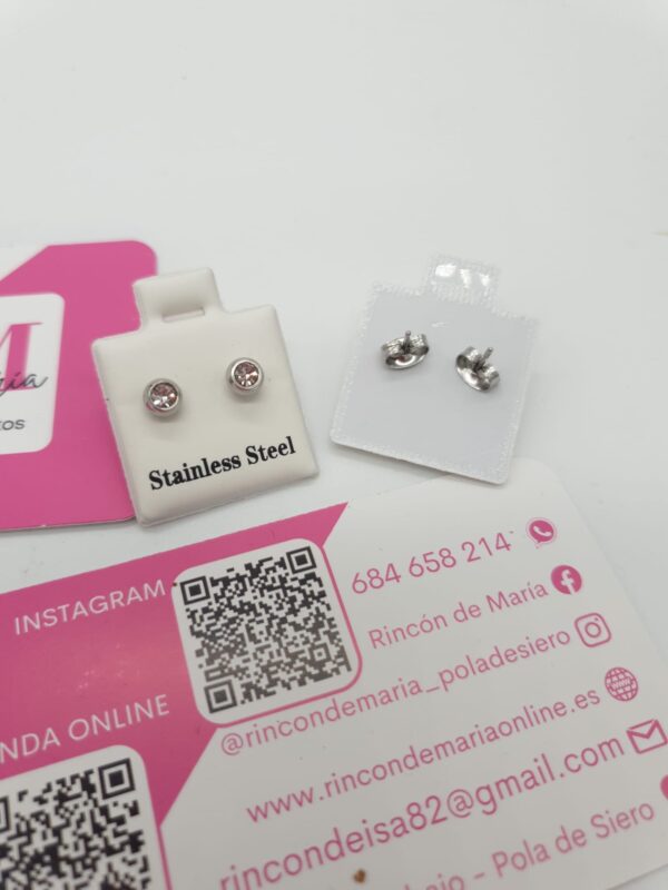 Pendiente Acero Circulo Plateado y Strass