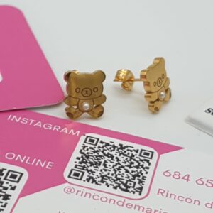 pendinete ositos Pendientes de Acero Dorado Ositos