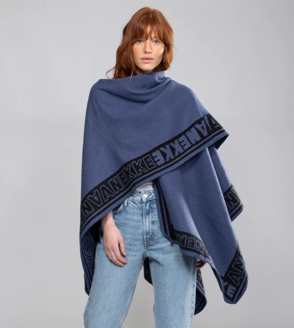 PONCHOA1 Poncho azul marino Shodō - ANEKKE