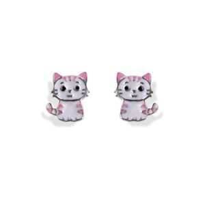 Pendientes plata gato rosca