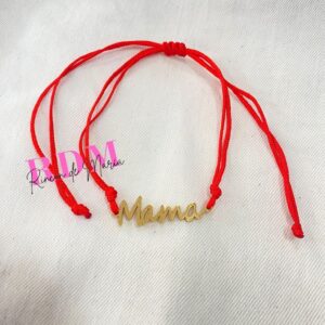 pulsera-acero-mama Pulsera ajustable roja dorada mamá