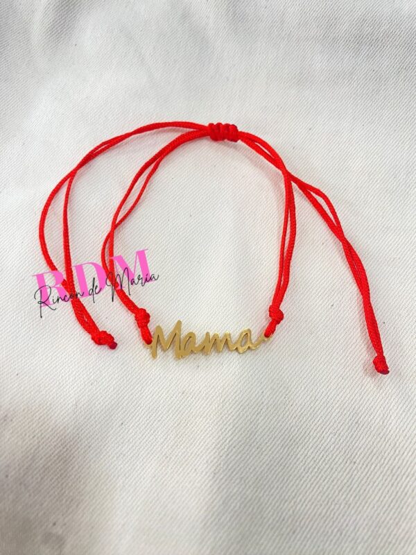 Pulsera ajustable roja dorada mamá