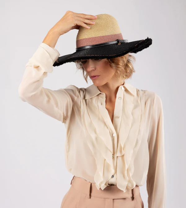 Sombrero rafia combinado - Anekke
