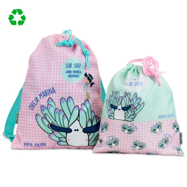 Pack Bolsas multiusos y Mochila blanda recicladas Oveja Marina Pack Bolsas multiusos y Mochila blanda recicladas Oveja Marina