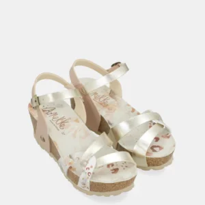 SANDALIAS DE CUÑA BIO TIRAS BLANCAS-Anekke
