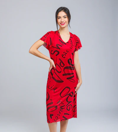 VESTIDO MANGA CORTA ROJO2 VESTIDO MANGA CORTA ROJO - Anekke