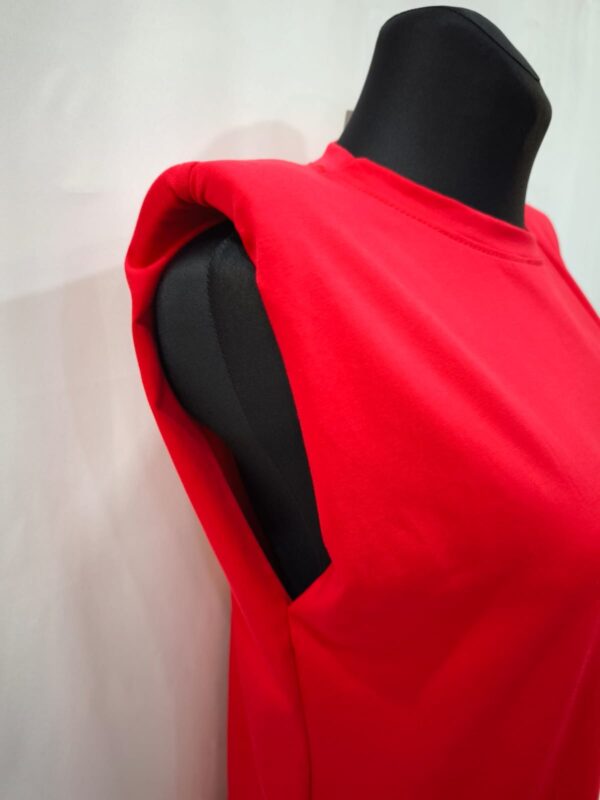 Vestido Elástico con Hombreras Doble Abertura Lateral