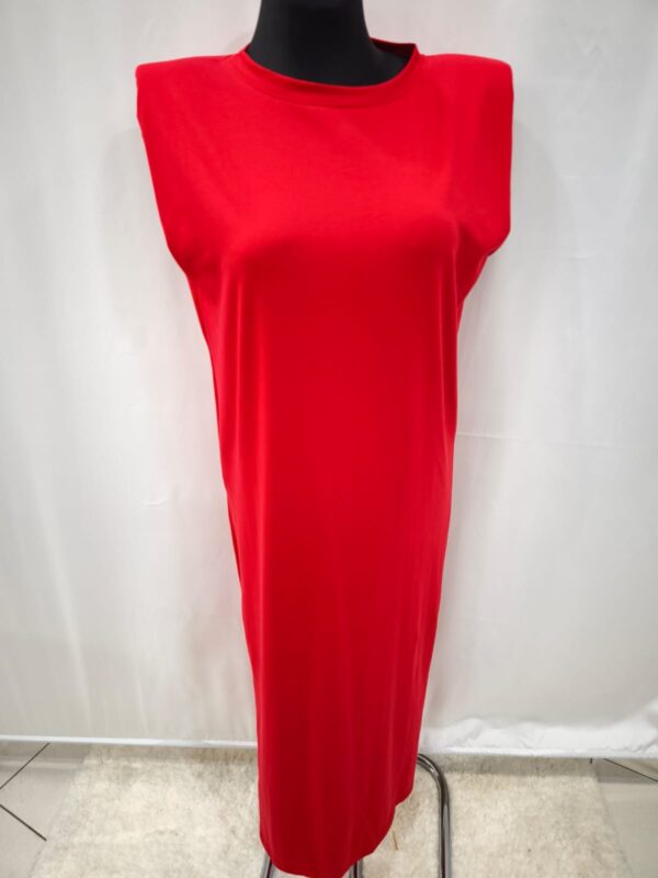 Vestido Elástico con Hombreras Doble Abertura Lateral