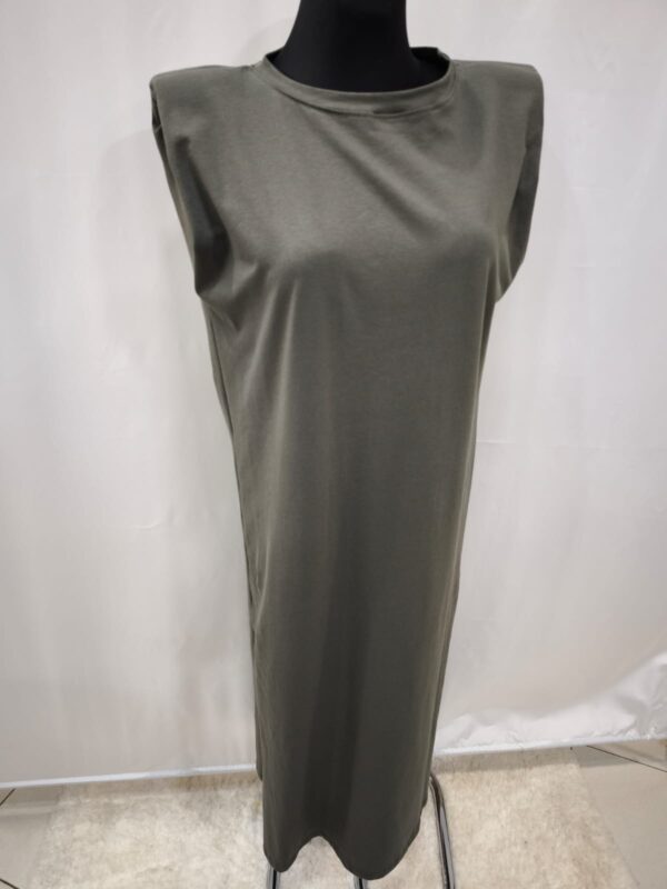 Vestido Elástico con Hombreras Doble Abertura Lateral