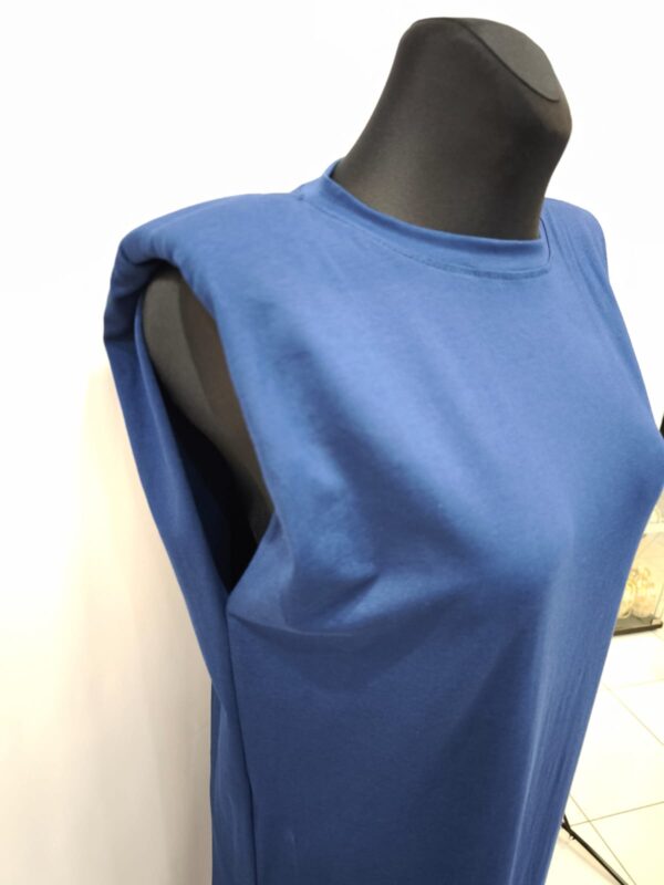 Vestido Elástico con Hombreras Doble Abertura Lateral