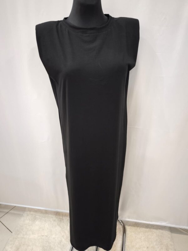 Vestido Elástico con Hombreras Doble Abertura Lateral