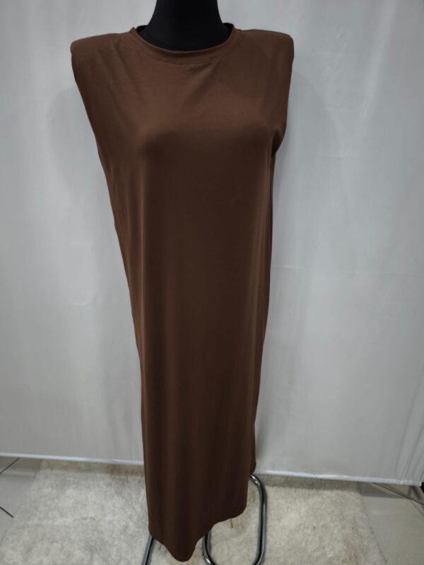 Vestido Elástico con Hombreras Doble Abertura Lateral