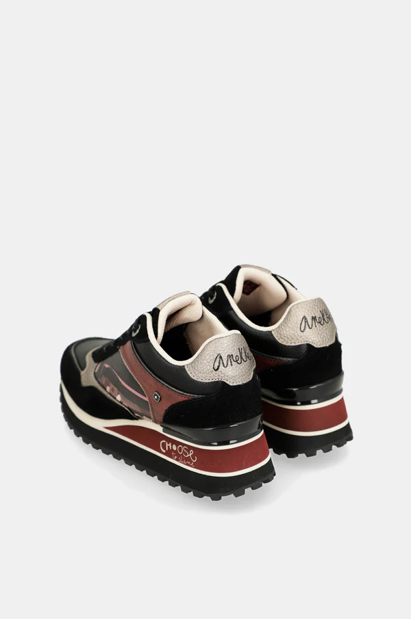 Deportivos plataforma negro estampado - Anekke