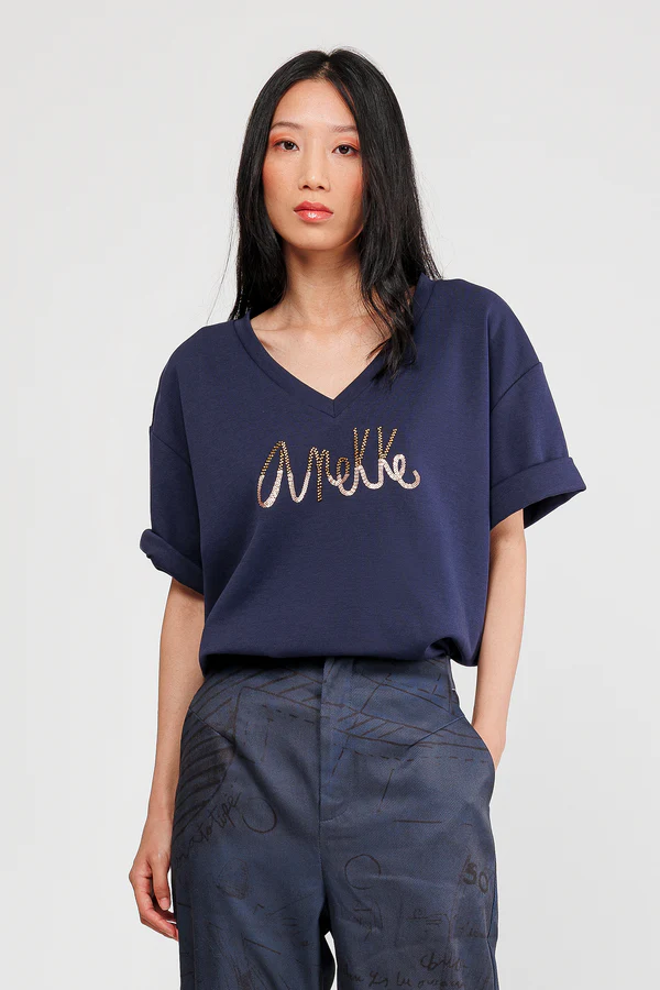 CAMISETA MANGA CORTA AZUL CON LOGO CAMISETA MANGA CORTA AZUL CON LOGO - Anekke
