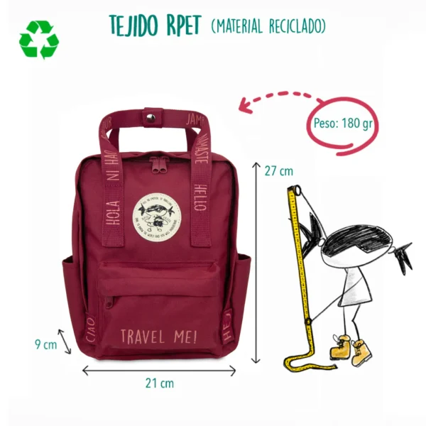 MOCHILASALUDOS-MINIROJA-INFO Mochila Mini saludos del mundo Roja