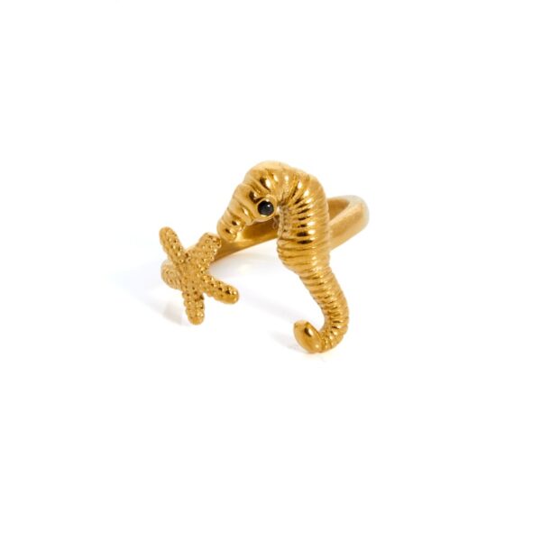 Anillo mykonos caballito dorado y negro