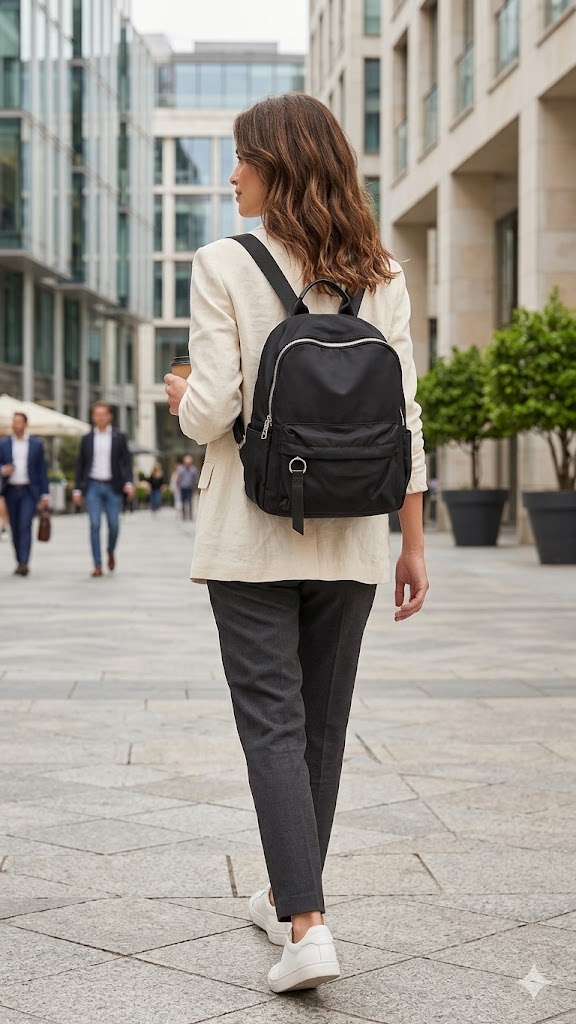 Mochila Negra de Nylon Tech con Asas Ajustables Mochila Negra de Nylon Tech con Asas Ajustables