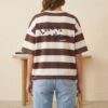 camiseta-flower Camiseta Oversize Rayas Marrones y Crema - Oso Floral "Love"
