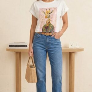 camiseta-jirafa-rosa Camiseta Mujer Jirafa "Vintage Style"