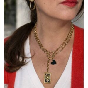 Collar Corazón Negro Chapado – Estilo Rockero y Cañero