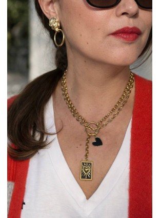 collar-love-rojo-y-negro (2) Collar Corazón Negro Chapado – Estilo Rockero y Cañero