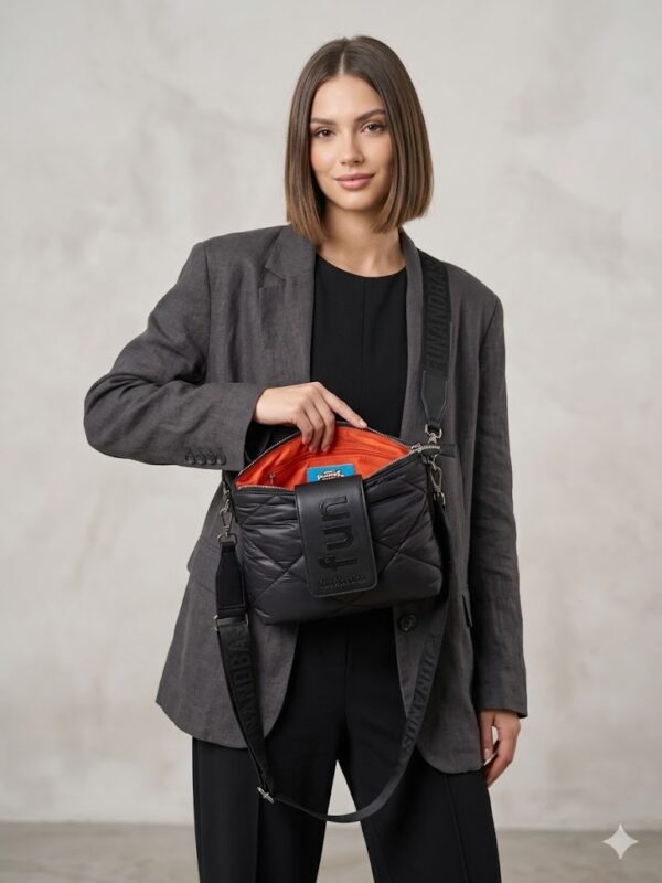 Bolso Bandolera Fun&Basics Negro Acolchado