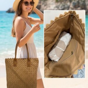 Bolso Tote de Verano Trenzado a Mano 1 Bolso Tote de Verano Boho Chic con Interior Organizado