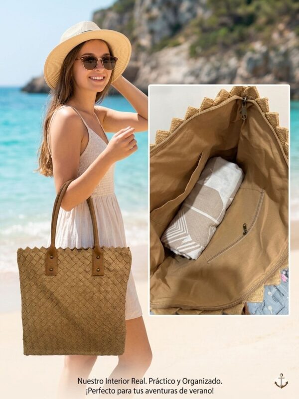 Bolso Tote de Verano Boho Chic con Interior Organizado