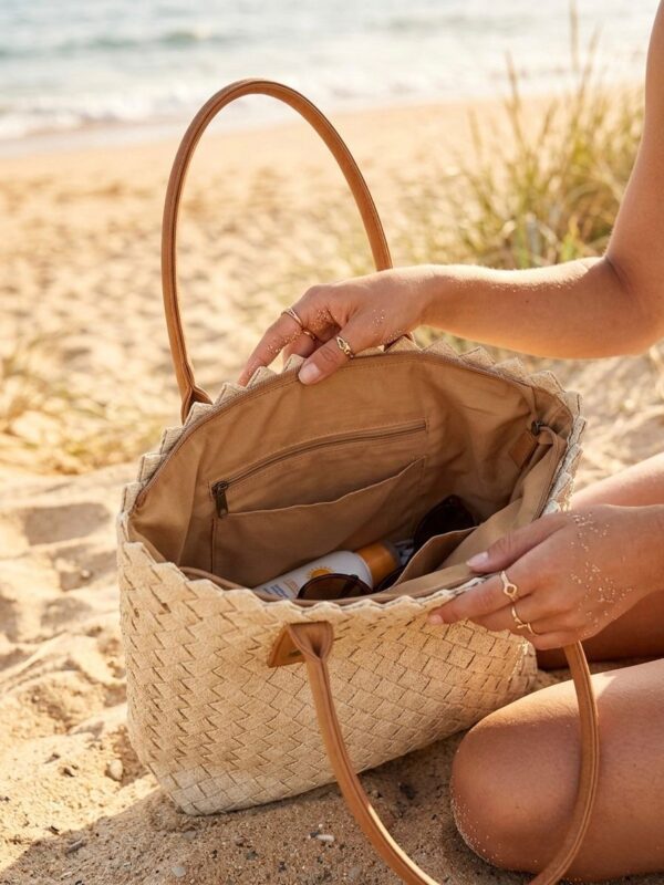 Bolso Tote de Verano Boho Chic con Interior Organizado
