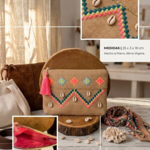 Cartera de Mano boho Cartera de Mano Alma Tribal – Yute con Bordado