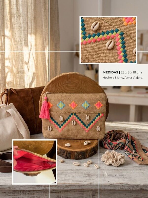 Cartera de Mano Alma Tribal – Yute con Bordado