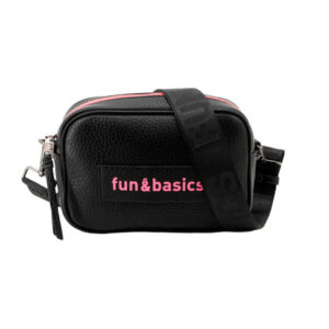 Bandolera Fun&Basics "Cyber Noir" Negra con Detalles Rosa Neón