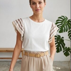 Pantalón Palazzo Fluido con Cintura Elástica y Cinturón
