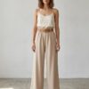 Pantalón Palazzo Fluido con Cintura Elástica y Cinturón